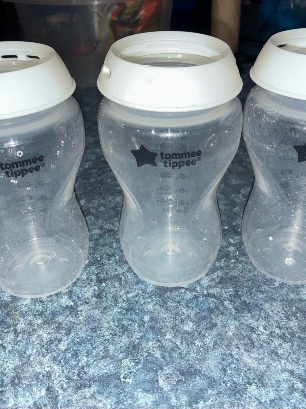 Tommee Tippee Clear Baby Feeding Bottle with White Cap - Pack of 3